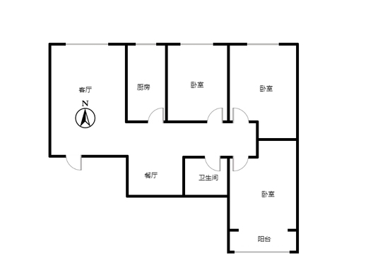 联合一号院3室2厅1卫户型图