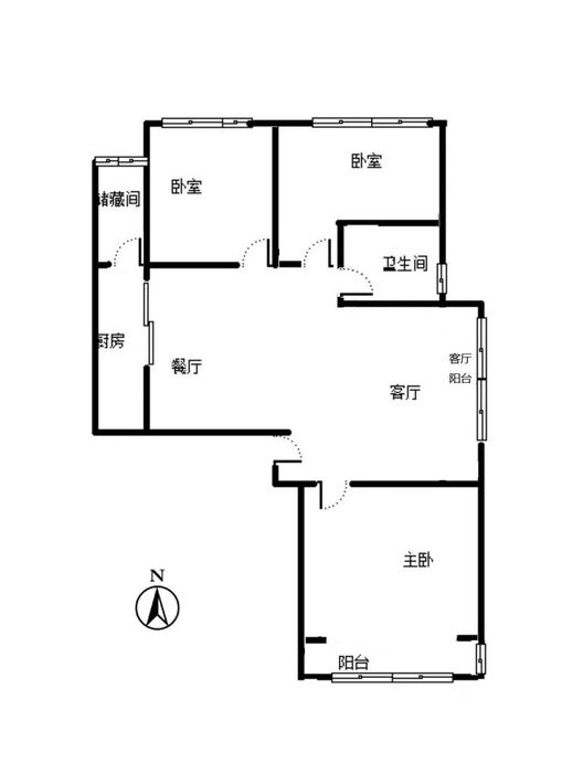 天伦湾嘉园3室2厅1卫户型图