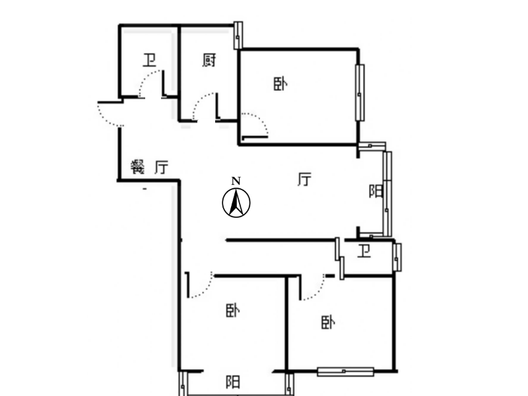 公园壹号3室2厅2卫户型图