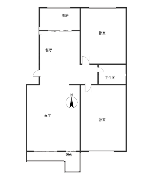 仙颐园小区2室2厅1卫户型图