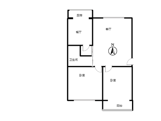 新府阳光二号院2室2厅1卫户型图