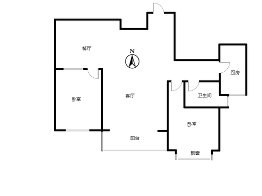 汇元新天地2室2厅1卫户型图