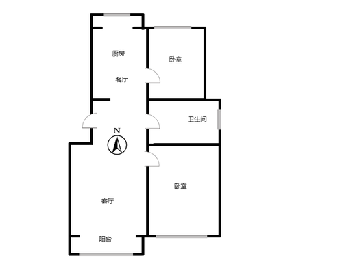 水岸花城2室2厅1卫户型图