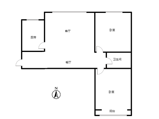 水岸花城2室2厅1卫户型图