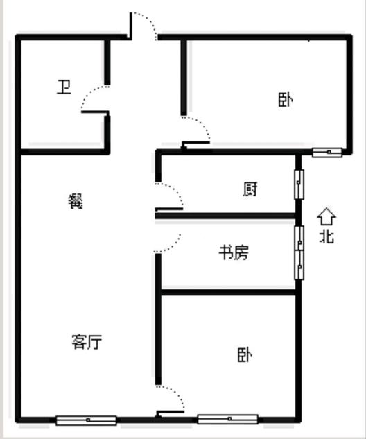 鸿坤理想湾3室2厅1卫户型图