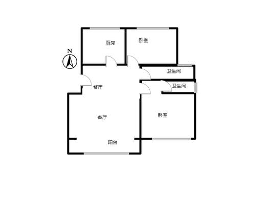 鸿盛凯旋门2室2厅2卫户型图