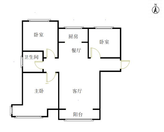 鹏渤印象城·牛津花园3室2厅1卫户型图