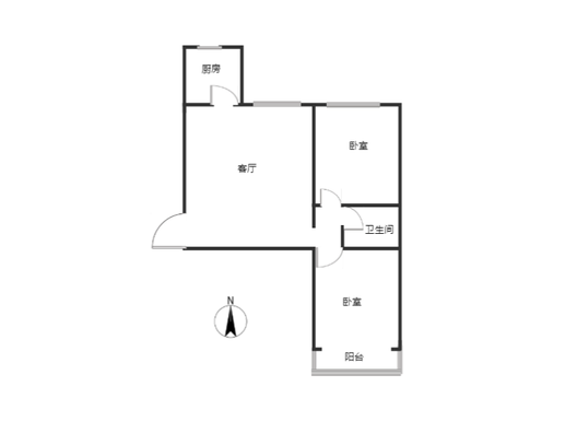 怡安馨居2室1厅1卫户型图