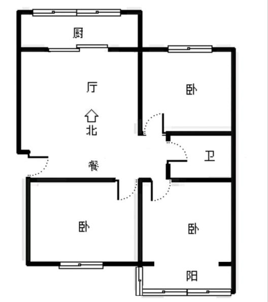 金色家园3室2厅1卫户型图