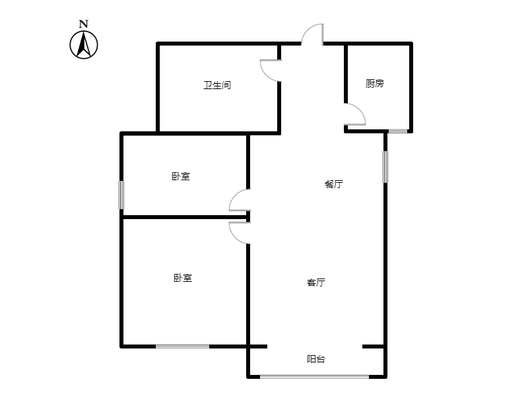 翡翠城（涿郡东区）2室2厅1卫户型图