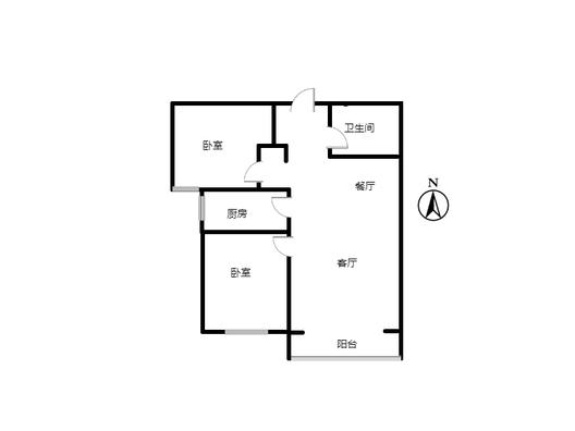 鹏渤印象城·牛津花园2室2厅1卫户型图