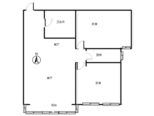 公园壹号2室2厅1卫户型图