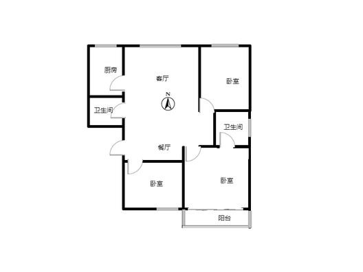 天保郦景3室2厅2卫户型图