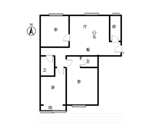 紫竹园二期（太阳城）3室2厅1卫户型图