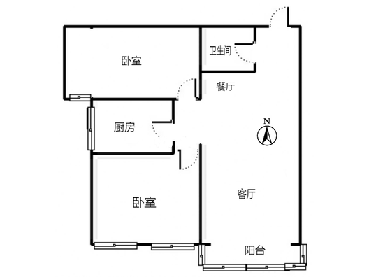 公园壹号2室2厅1卫户型图