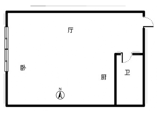 京第银座1室1厅1卫户型图