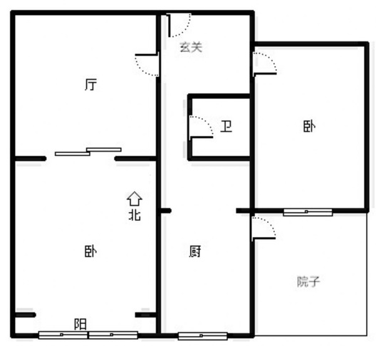 铁道部建厂局小区（范阳路）2室1厅1卫户型图