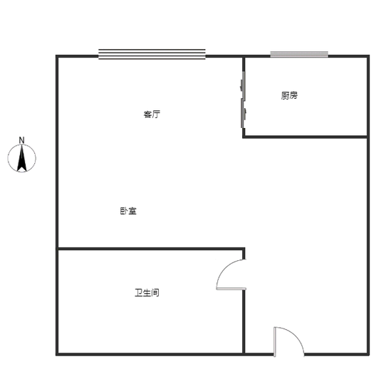 范阳公寓1室1厅1卫户型图