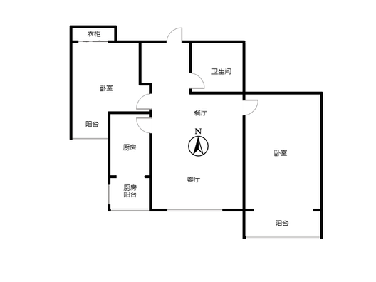 金竹花园2室2厅1卫户型图