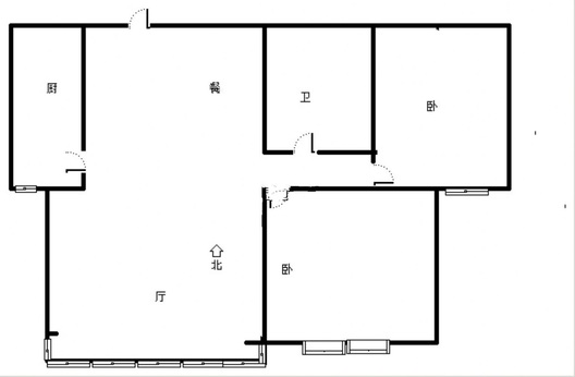 京中美居2室2厅1卫户型图