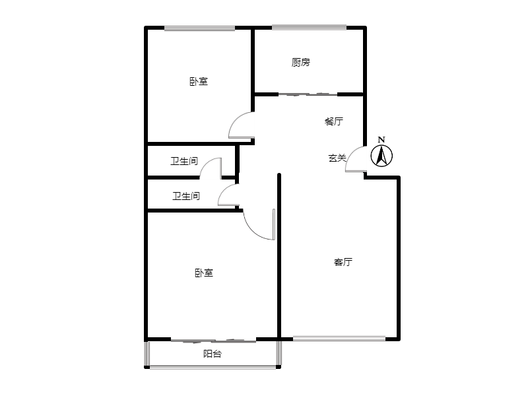 名流枫景五期2室2厅1卫户型图