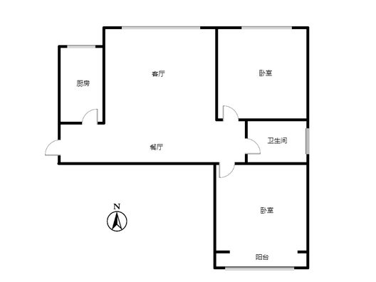 水岸花城2室2厅1卫户型图