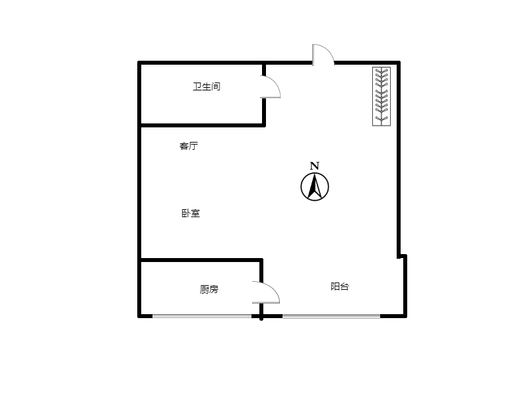 名流美域1室1厅1卫户型图