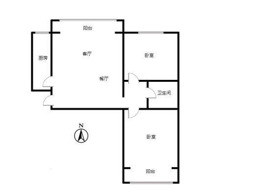 名流美域2室2厅1卫户型图