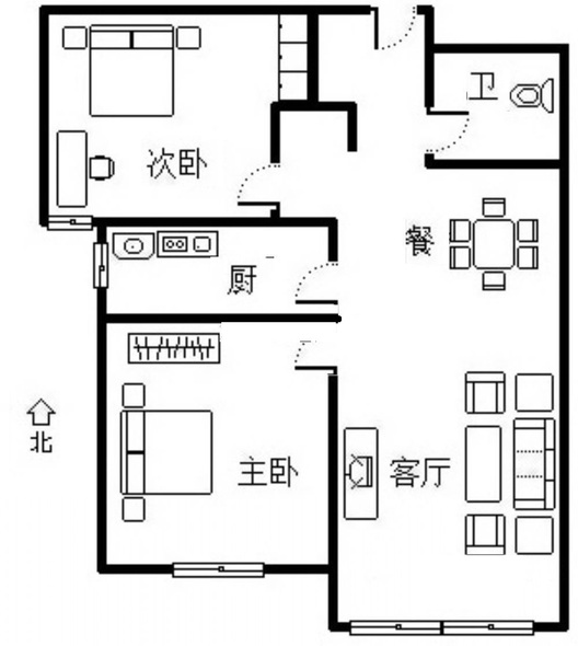 K2狮子城2室2厅1卫户型图