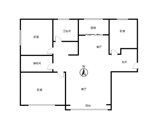 鹏渤印象城（龙马路）3室2厅1卫户型图
