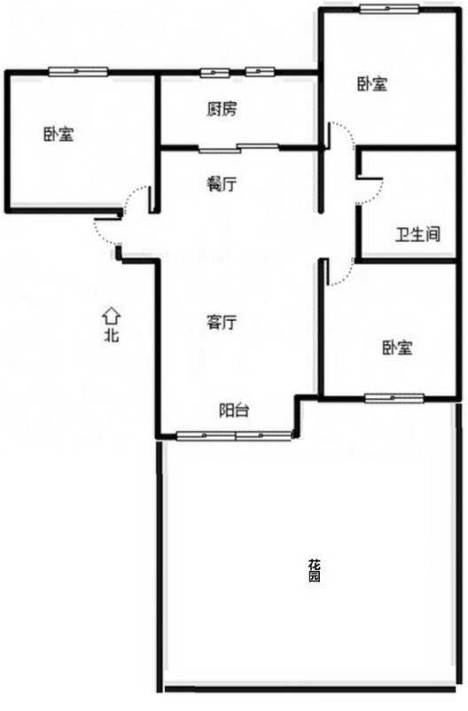 鸿坤理想湾3室2厅1卫户型图