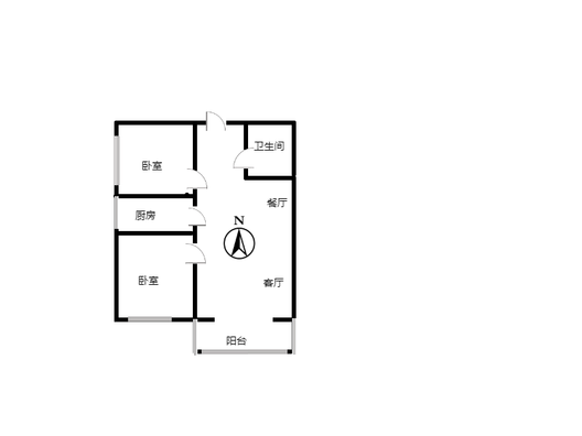 翡翠城（涿郡东区）2室2厅1卫户型图