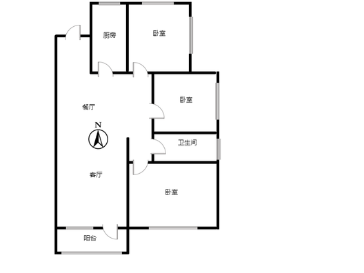 桃源新都孔雀城3室2厅1卫户型图