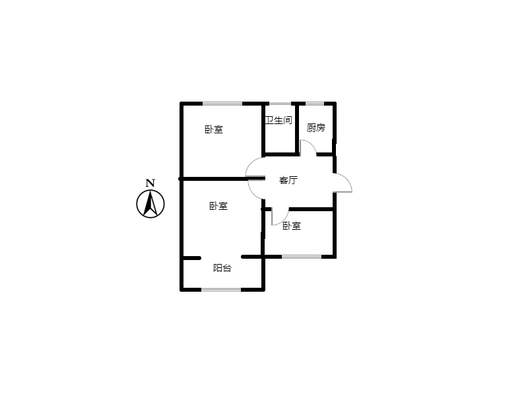 矿山局家属楼南院3室1厅1卫户型图