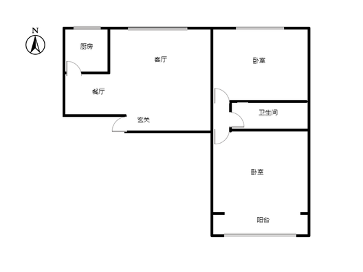 花溪渡2室2厅1卫户型图