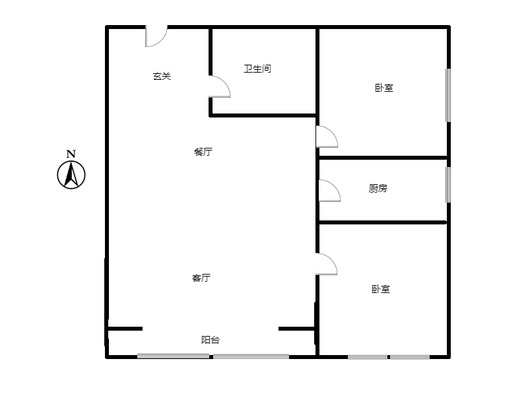 汇元京品2室2厅1卫户型图