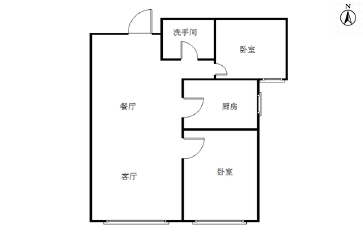 高铁新干线2室2厅1卫户型图