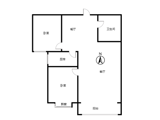 联合一号院2室2厅1卫户型图
