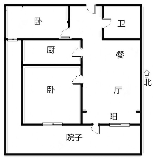 鹏渤印象城·牛津花园2室2厅1卫户型图