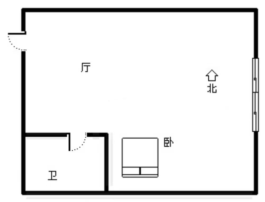国富公寓(18号楼）1室1厅1卫户型图