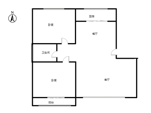 名流枫景洋房2室2厅1卫户型图