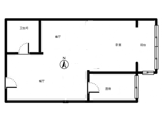 汇元上城1室2厅1卫户型图