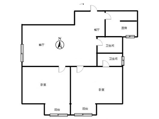 鸿盛凯旋门2室2厅2卫户型图