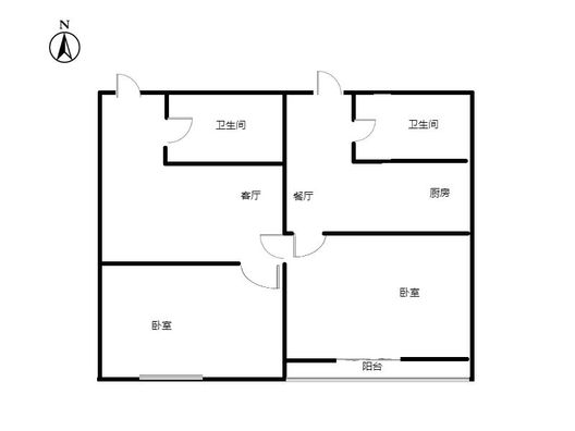 富景华庭2室2厅2卫户型图