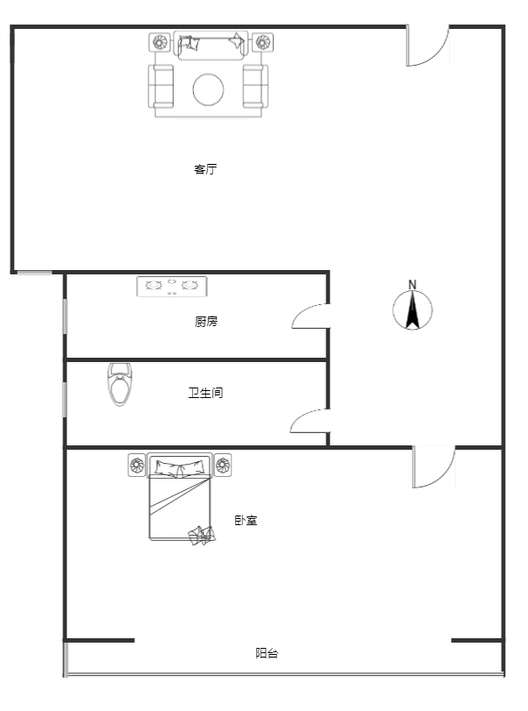 强舜铭城1室1厅1卫户型图