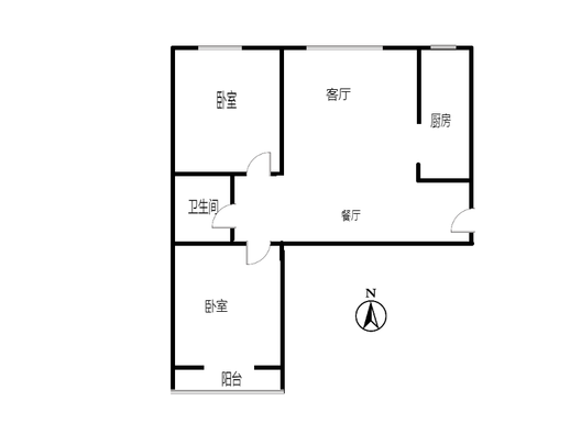 水岸花城2室2厅1卫户型图