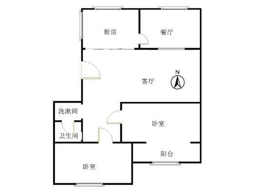 联合二号院2室2厅1卫户型图