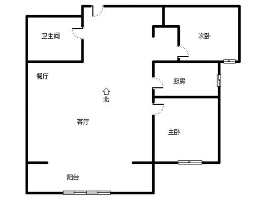 鹏渤印象城·牛津花园2室2厅1卫户型图