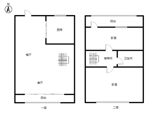 鹏渤印象城·牛津花园2室2厅1卫户型图