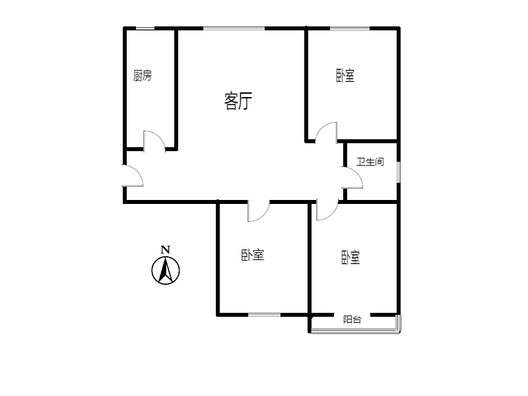 水岸花城3室1厅1卫户型图
